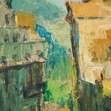 Vibrant Modernist Expressionist - Street Scene With Mid-century Cars