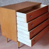 Vintage light wood chest of drawers from the 1970s.