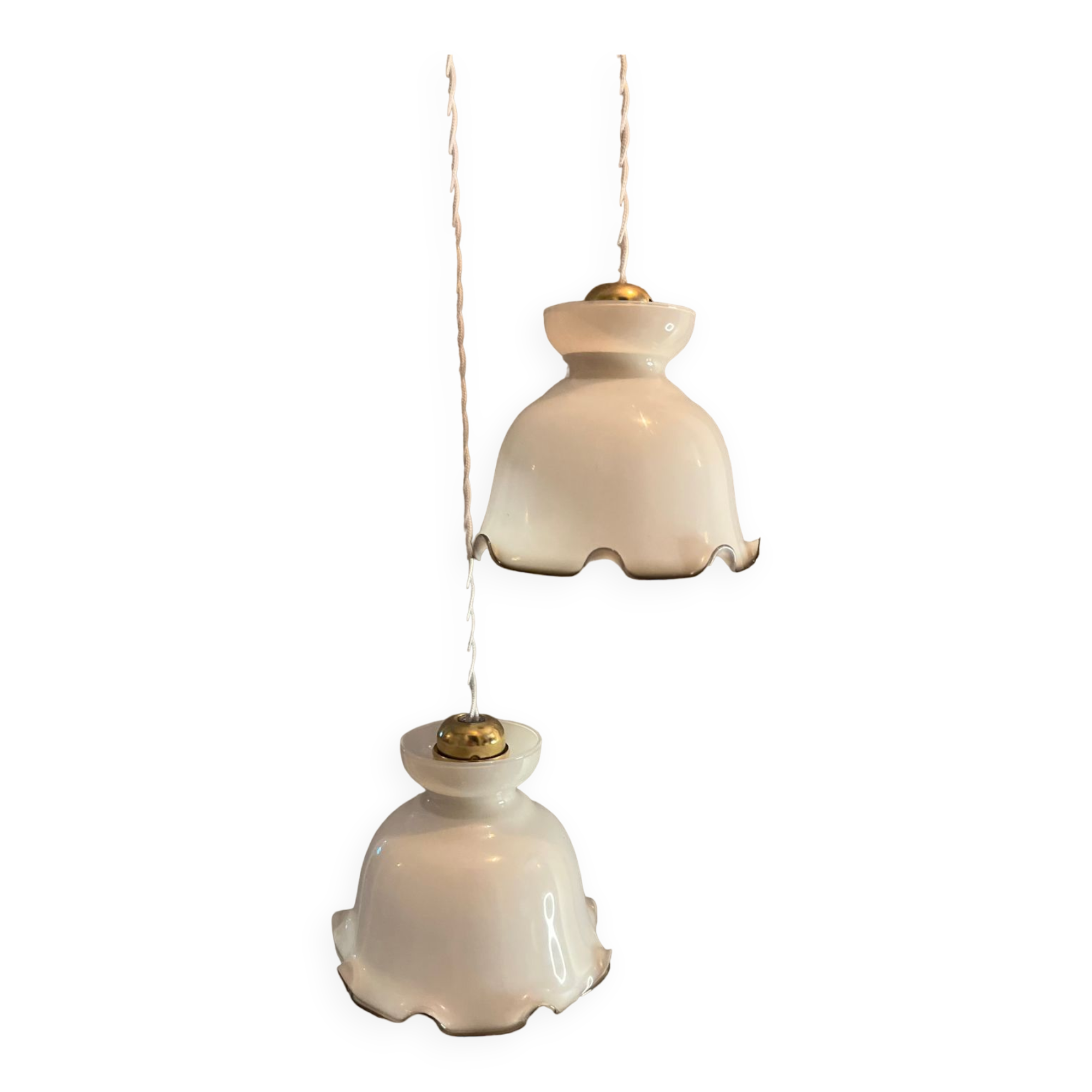 Suspension fleur double en opaline