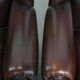 Comfortable and very beautiful set of 2 cow leather wingback armchairs in English style