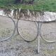 Designer table from the 70s, smoked glass top, chrome base