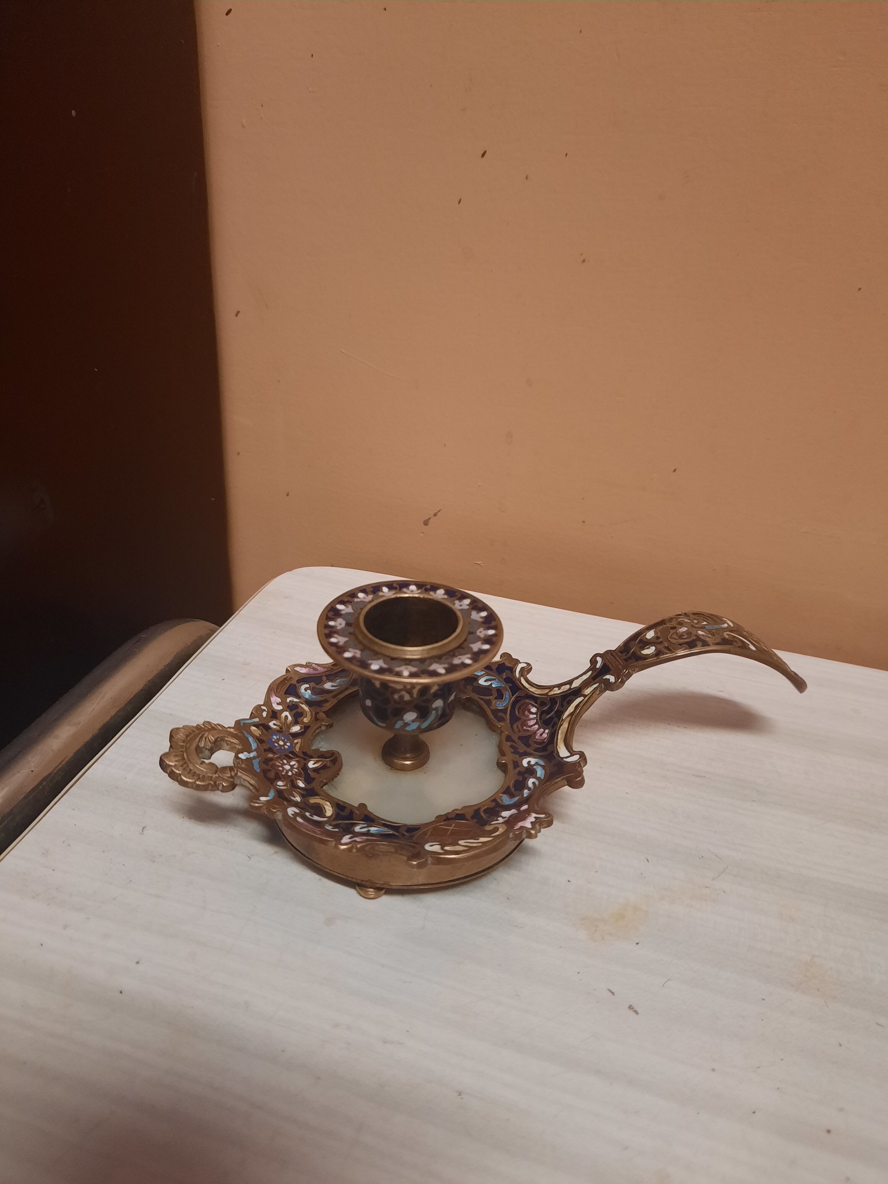 Antique bronze candle holder
