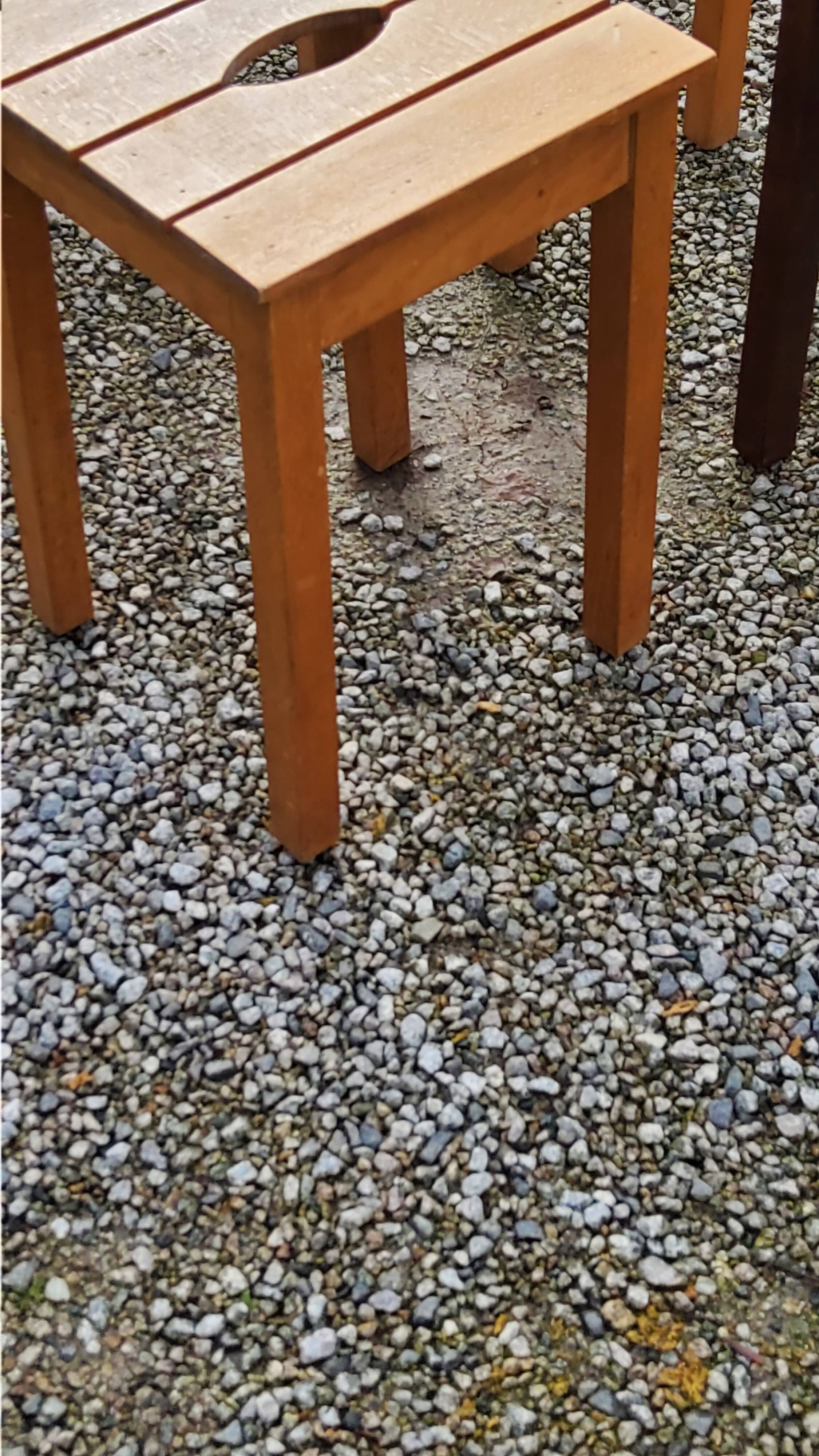 Set of 4 vintage stools in solid beech with slats