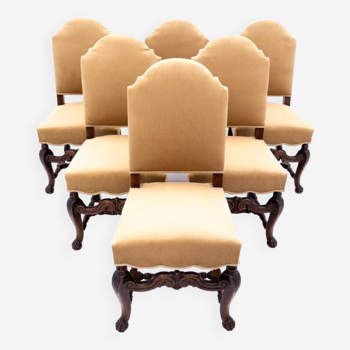 Un ensemble de six chaises anciennes datant d'environ 1900, Europe occidentale. Après rénovation