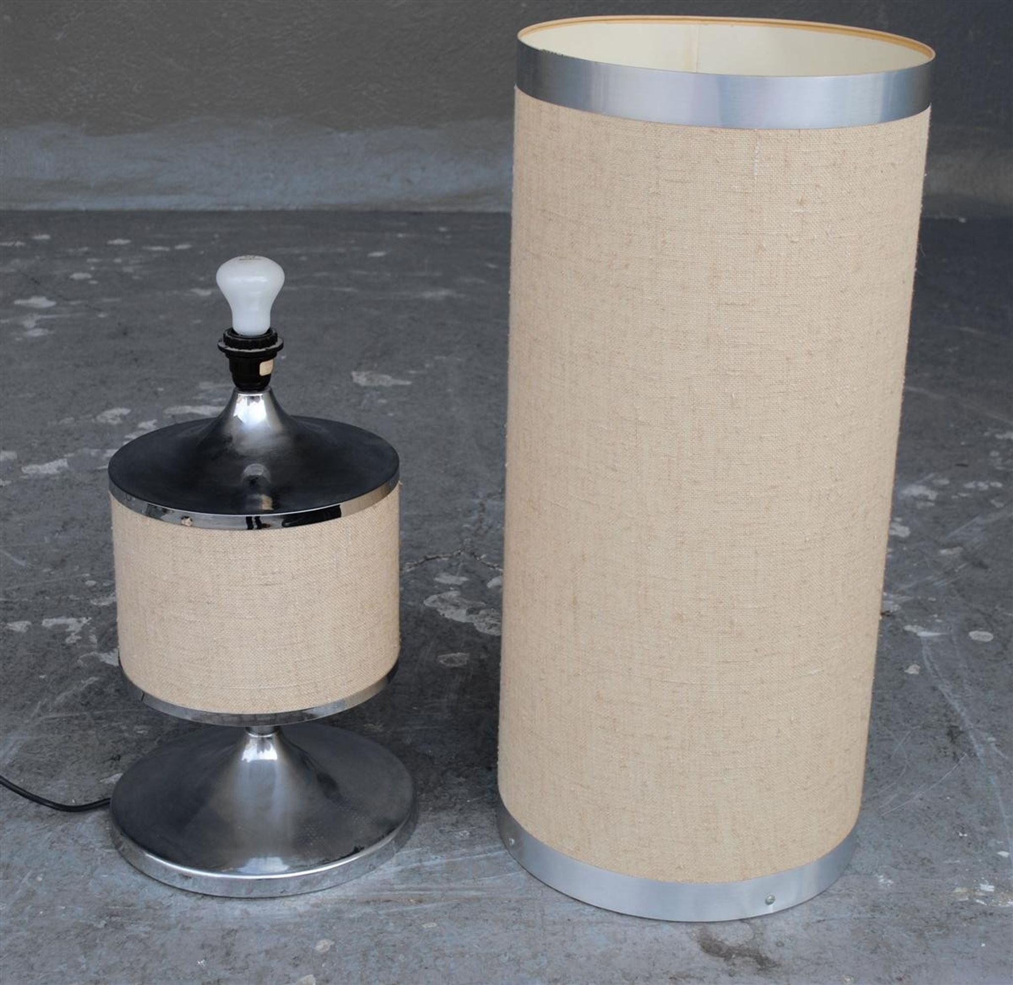 1970 See Delmas design light shade canvas and metal chrome