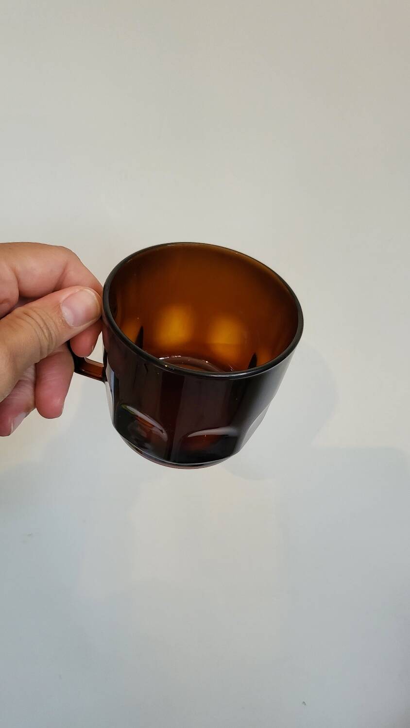 Set of amber glass coffee cups