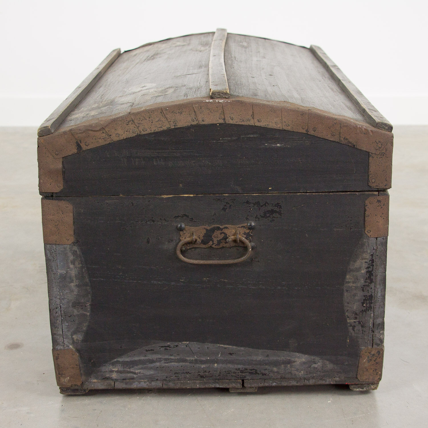 Black vintage wooden trunk