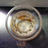 Old Transparent & Orange Cut Crystal Vase Vintage Flower Decor