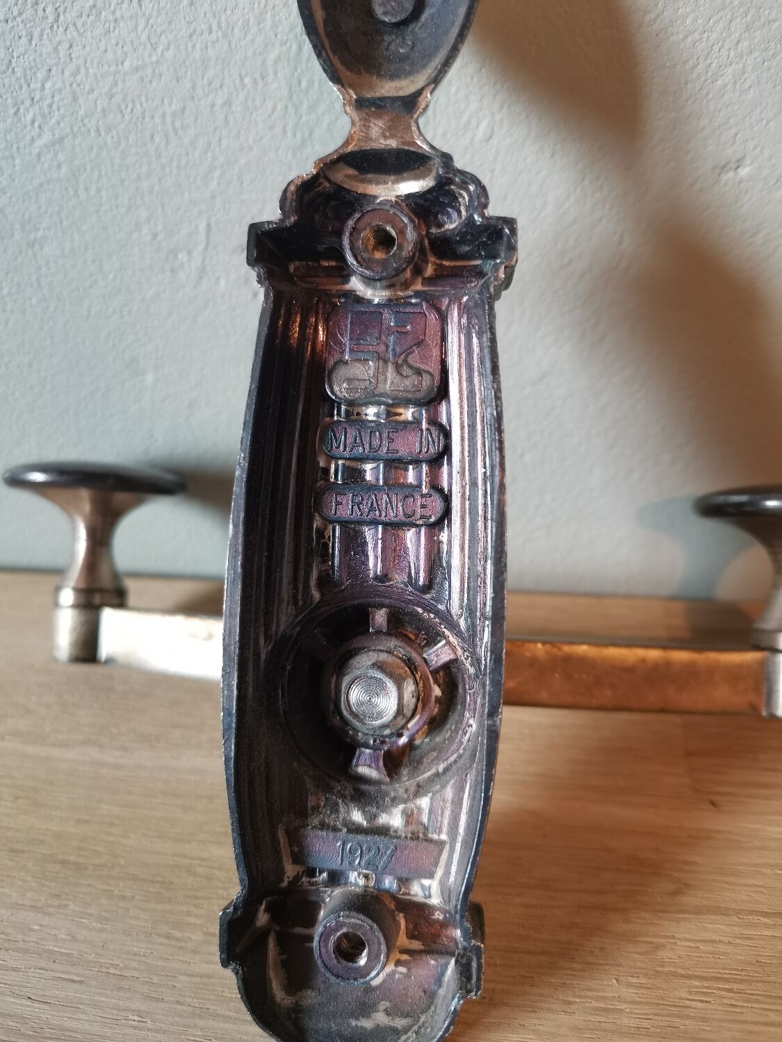 Vintage silver metal wall hook made in France