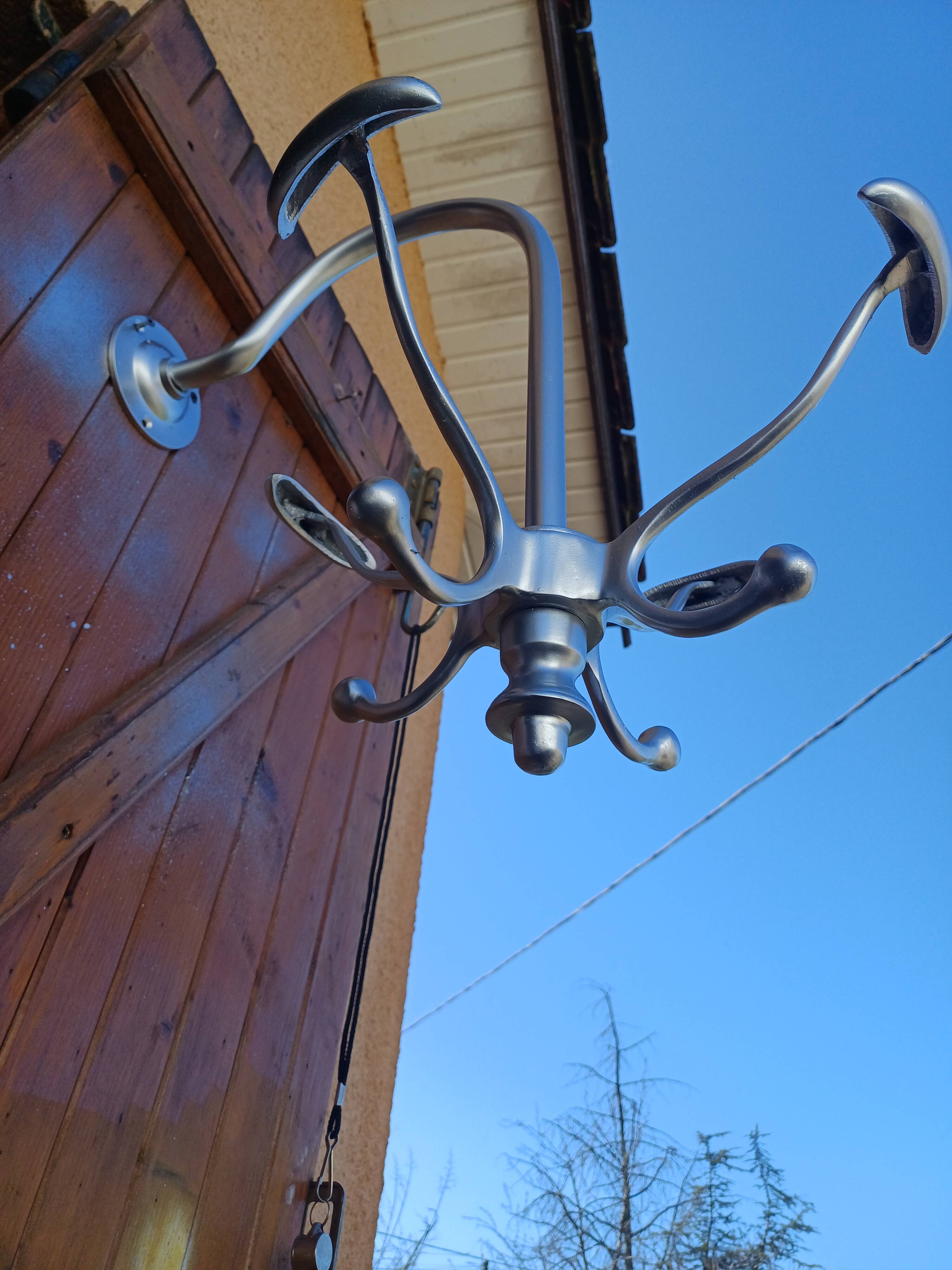 Chrome Metal Wall Coat Rack with Turnstile