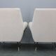 Pair of Italian mid-century boucle armchairs, iron & brass legs, 1950s