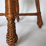 Vintage Mid Century Modern handwoven wicker stool