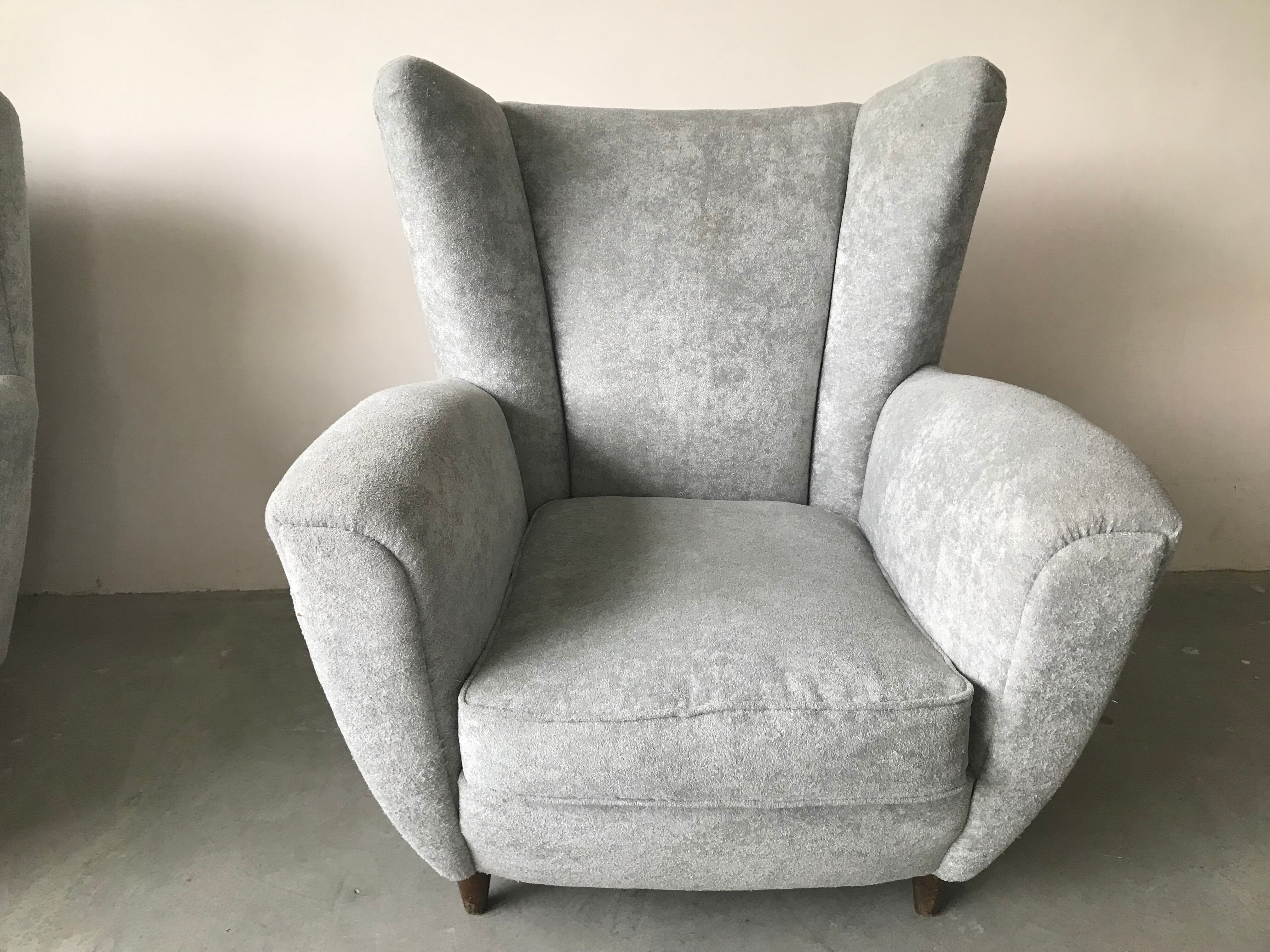 Pair of italian armchairs in velvet