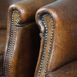 Set of 2 club armchairs in sheep leather