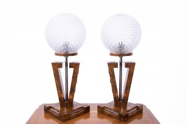 Pair of Art Deco lamps, Poland, 1950s.