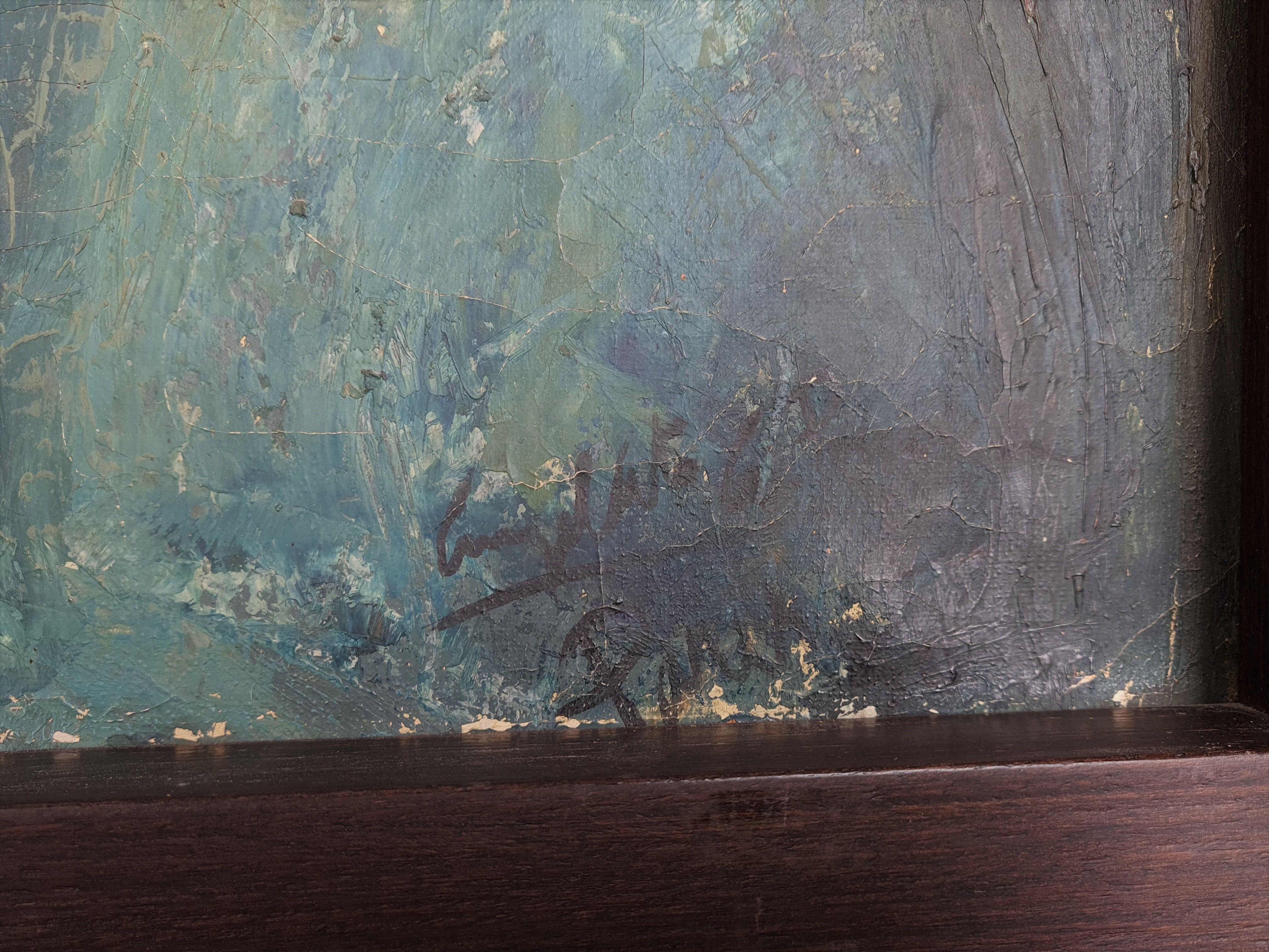 Harlequin, oil on canvas vintage 1950, signed & dated on the back SB