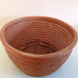 Braided wicker pot cover, vintage 60s/70s