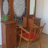 Old dressing table with triple mirror.