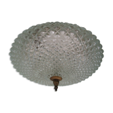 Plafonnier en verre et métal doré vintage