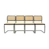 Set of 4 Cesca tubular frame cantilever dining chairs, Italy 1990s