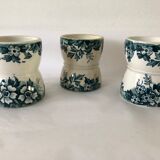 Trio of former egg cups earthenware