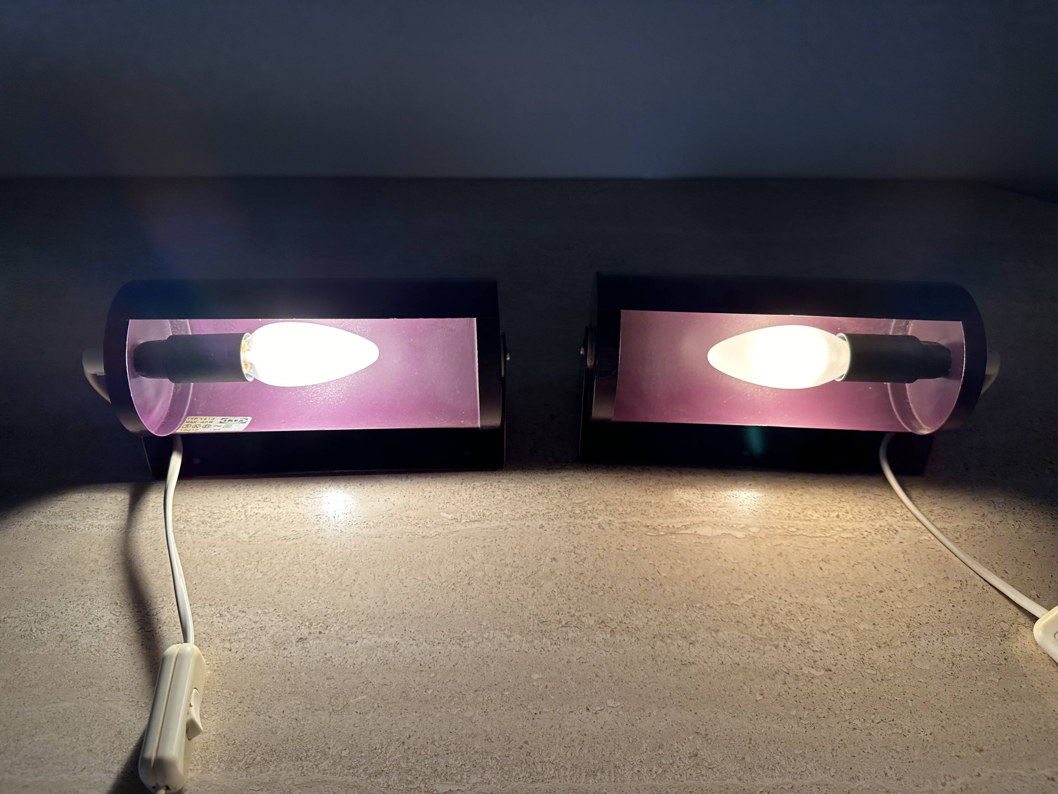 Vintage IKEA LOD V413 purple metal wall lamp bedside lamp wall lamp 1980s S