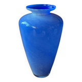 Large blue glass vase 37cm