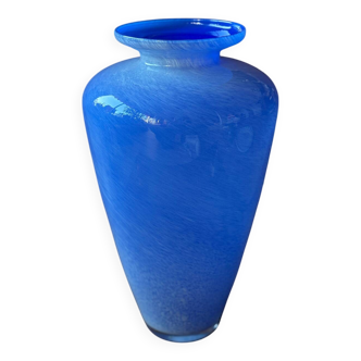 Large blue glass vase 37cm