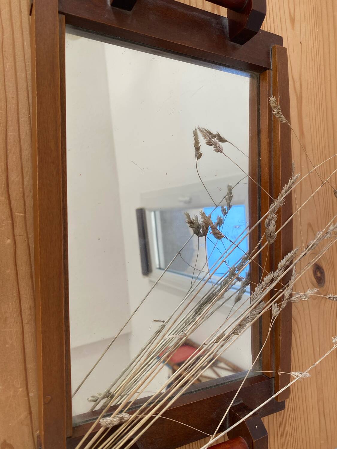 Art Deco wooden and mirror plateau