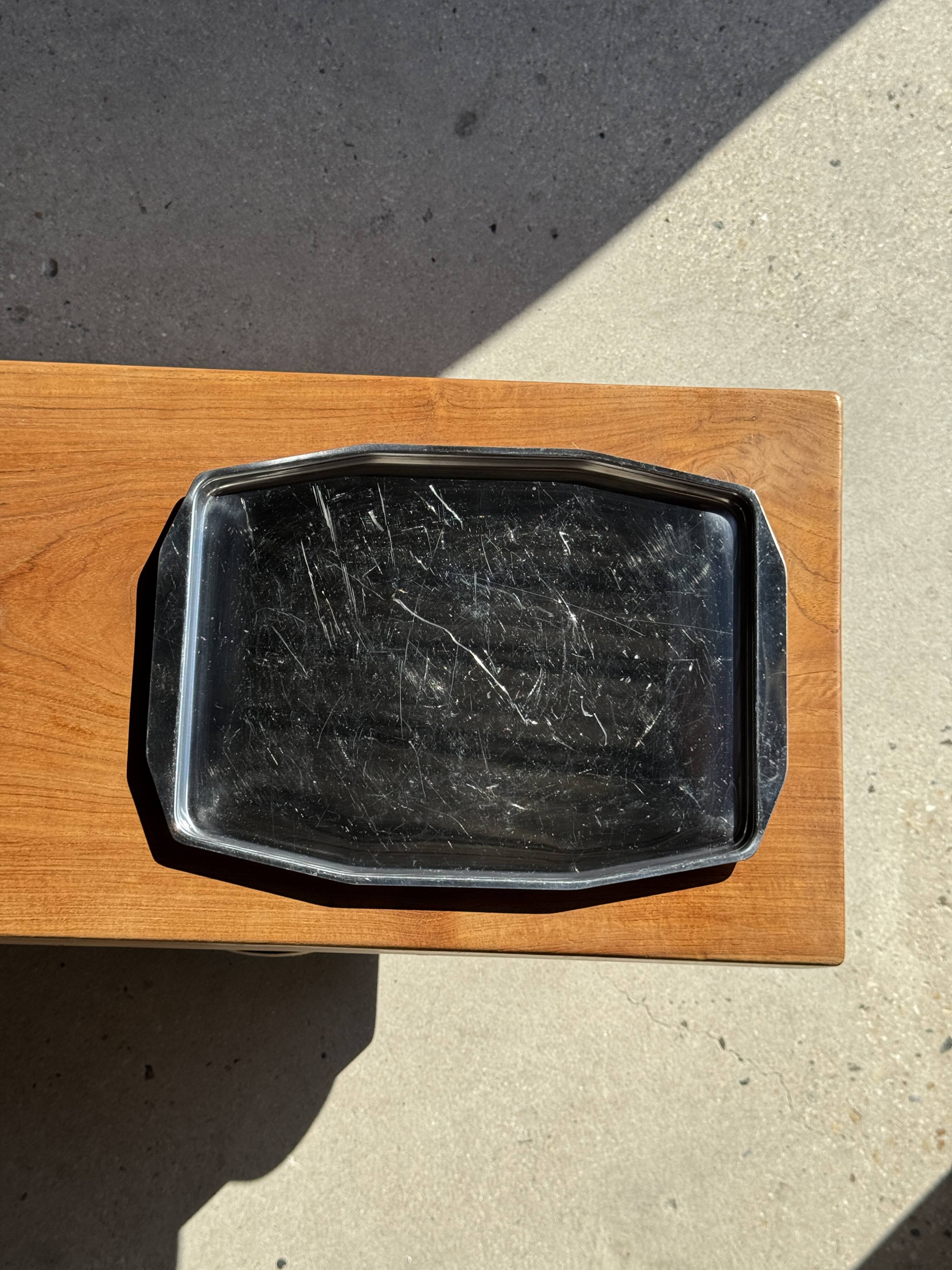 Vintage rectangular silver-plated tray with handles L37 W27 H1.5