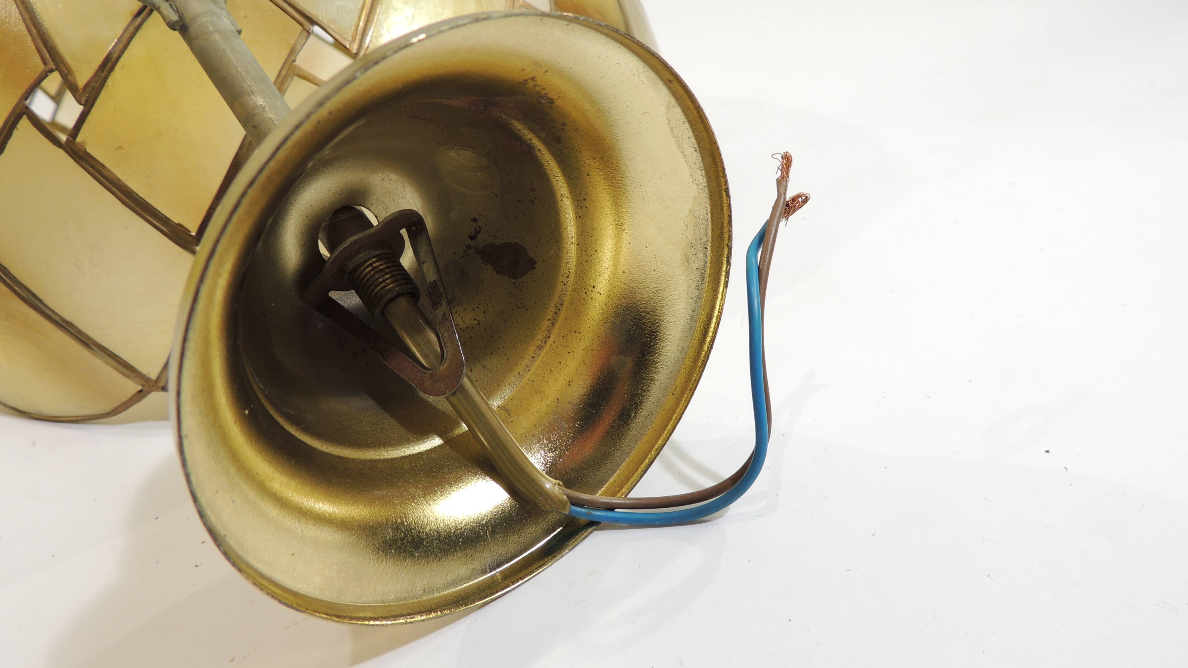 Vintage Capiz Shell Pendant Lamp – Woven Mother of Pearl Shade,