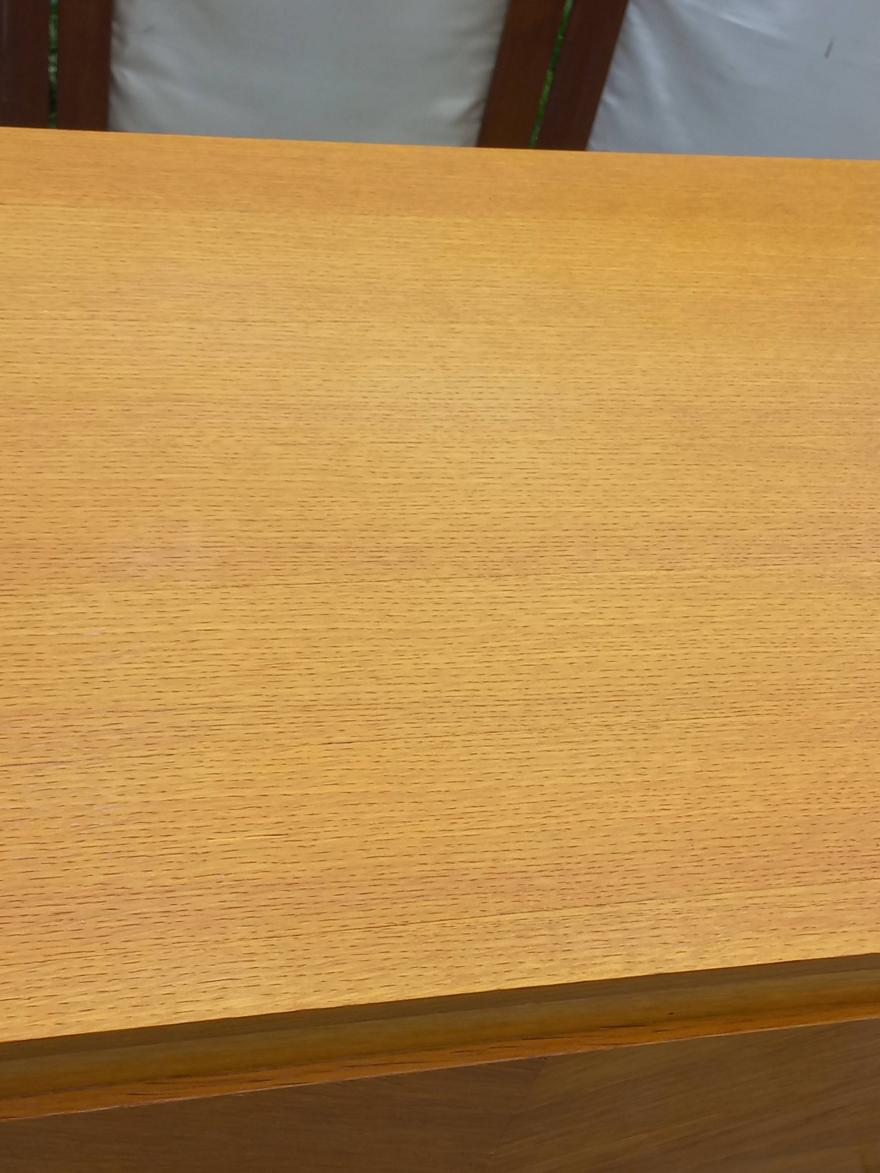 Vintage chest of drawers in blond and golden oak, compass legs and 4 drawers, 1950s