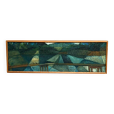Huile sur toile originale suédoise – "Ved Bron" par Kjell Lindberg – Signée au dos – Vintage et encadrée – 22 × 67 cm (8,7" × 26,4")