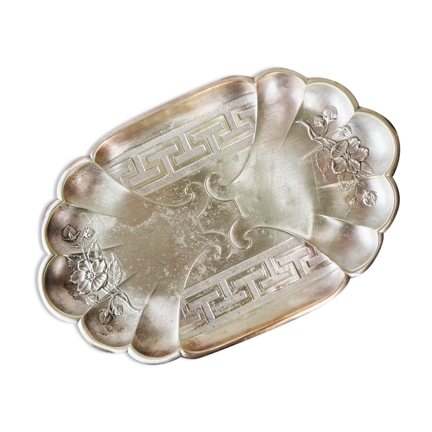 Golden brass serving tray