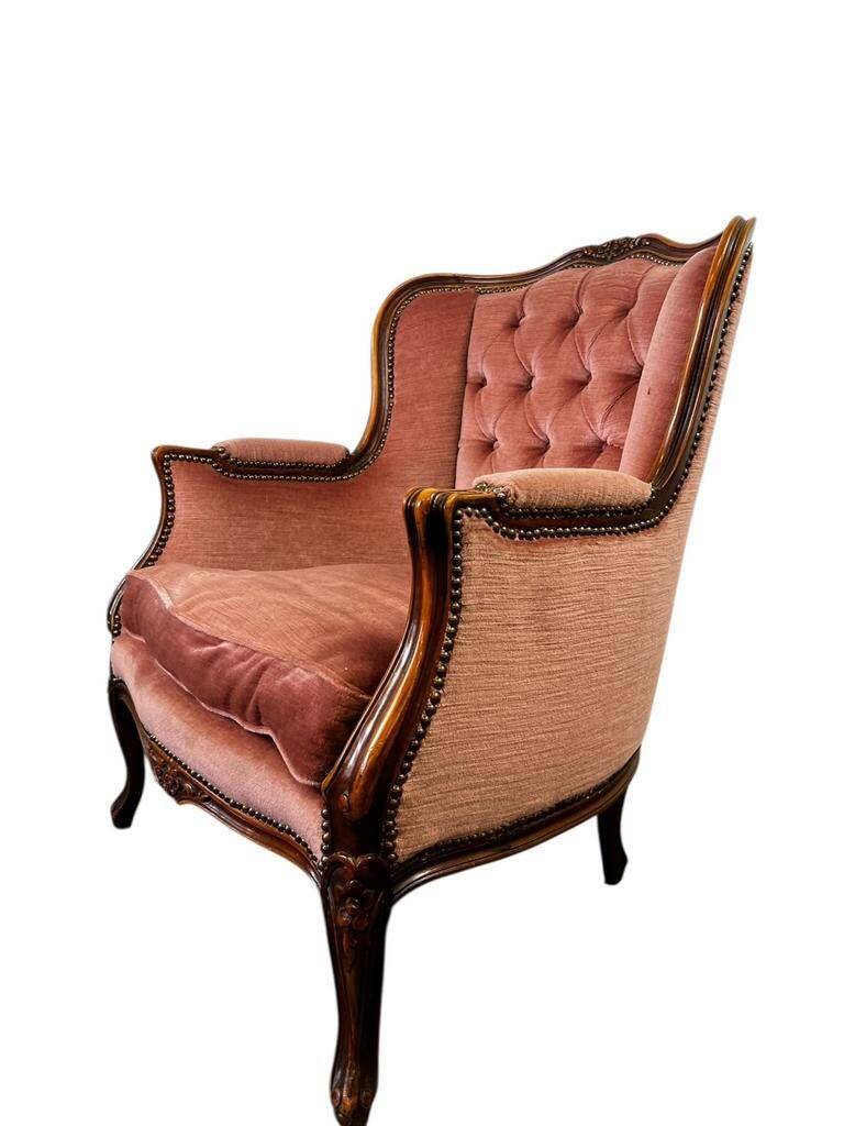 Vintage baroque armchair in old rose / single armchair