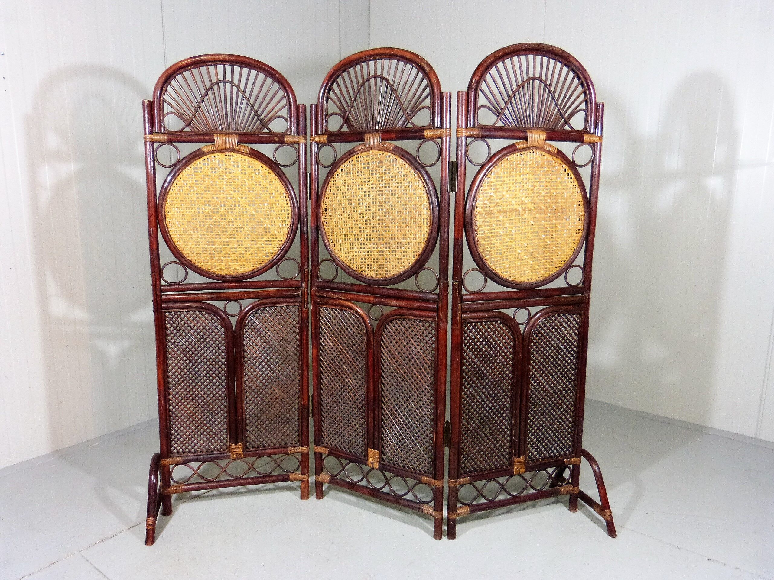Rattan & wicker folding screen - room divider, 1930’s