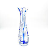 Monumental Murano Vase - Cobalt Blue & Crystal - Organic Design 70s