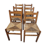 6 rustic oak chairs