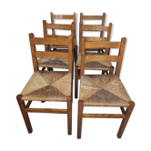 6 rustic oak chairs