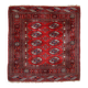 Tapis vintage fait main Tekke en laine rouge (109cm x 112cm) – Années 1970