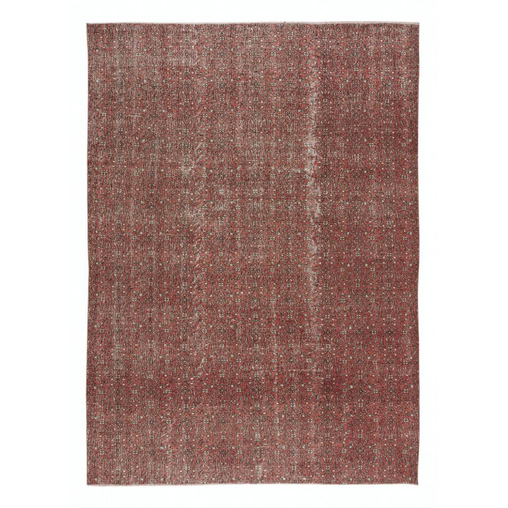 Hand-knotted Vintage Turkish Red Wool Area Rug with Floral Design for Home and Office Decor