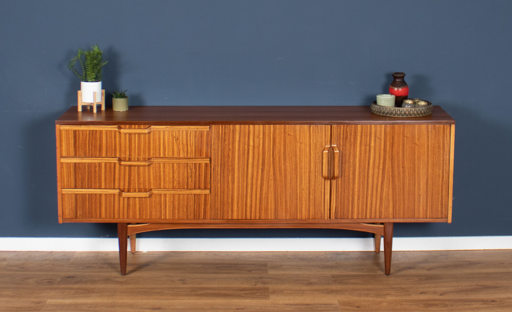Retro teak zebrano 1960s long elliots of newbury eon mid century sideboard