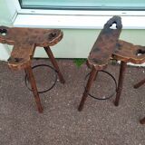 set of 4 bar stool - Rustic - Bois Fer