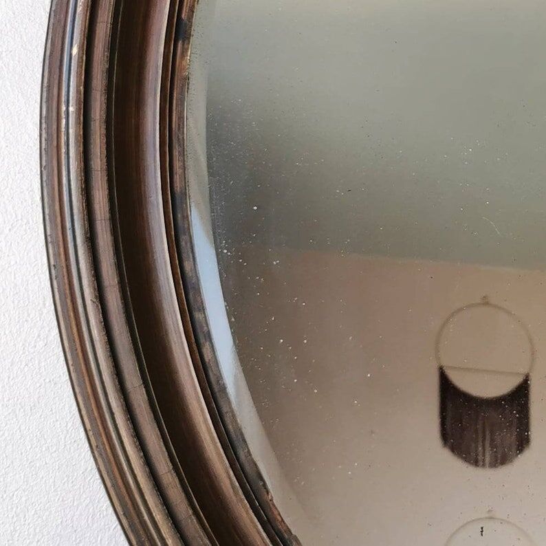 Vintage oval wooden mirror, 1970 (82 cm x 55 cm)