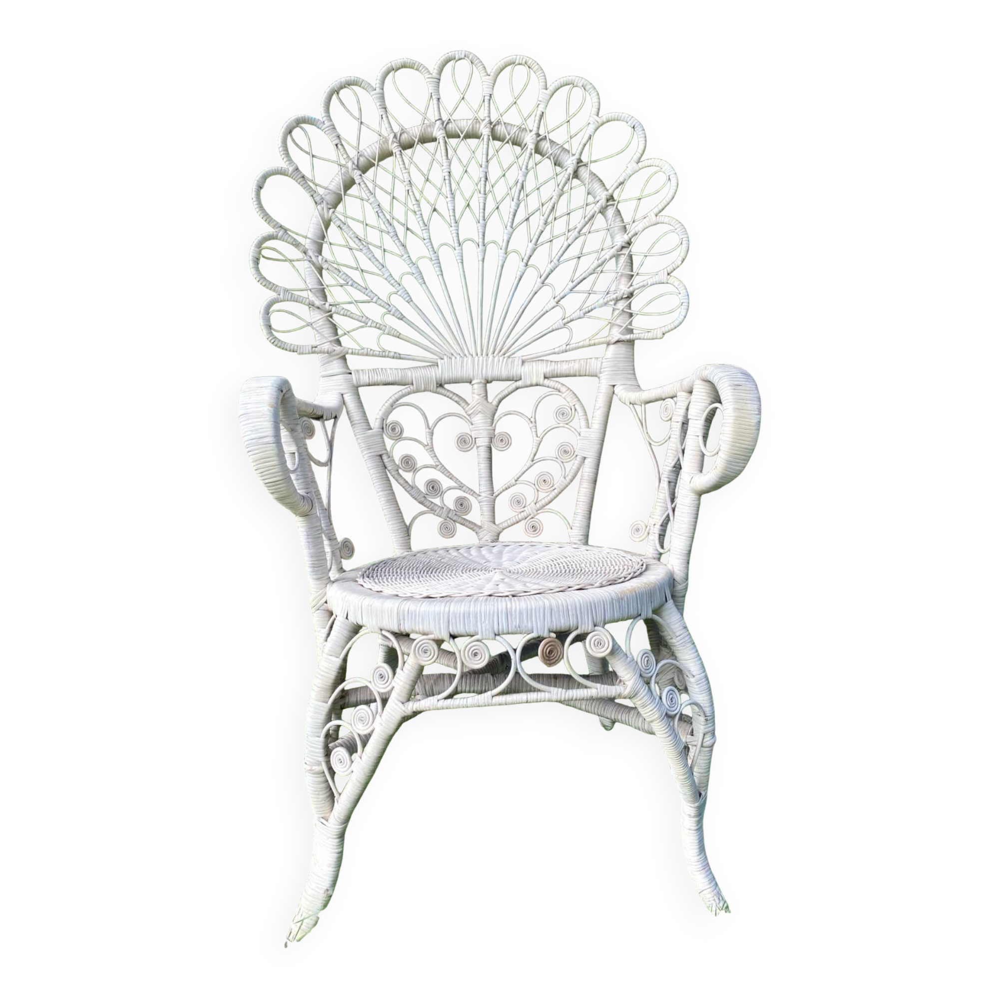 1960s peacock rattan armchair