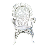 Fauteuil rotin peacock années 60