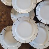 8 Dessert Plates in Limoges Porcelain - Silver Rim, Mid-20th Century