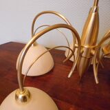 5-branched pendant light from the 70s, Honsel, Germany