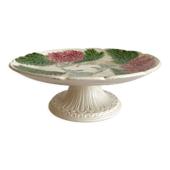 Antique compotier in slip decoration of chrysanthemums Onnaing late nineteenth