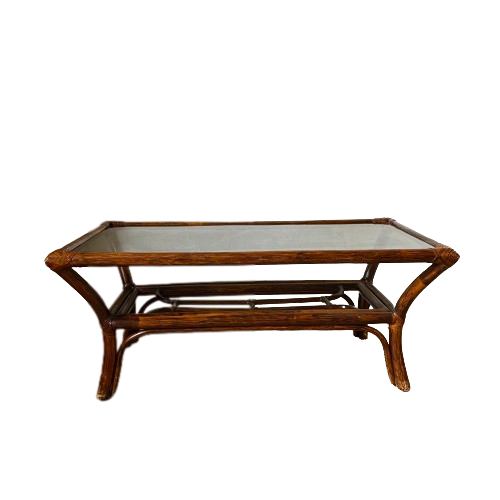Rattan coffee table and smoked glass